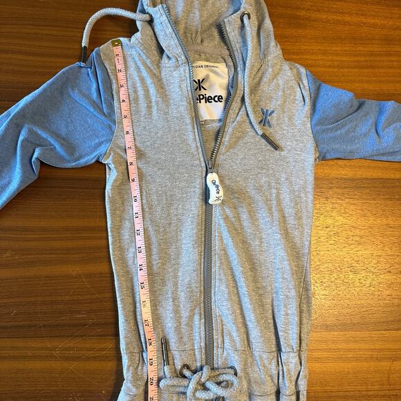 OnePiece gray/blue Norweigan Cotton Jump In Base Layer PJs, Winter, Skiing, XXS - Picture 5 of 7